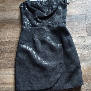 Arden B Black Women Black Strapless Mini Textured Sheath Dress M